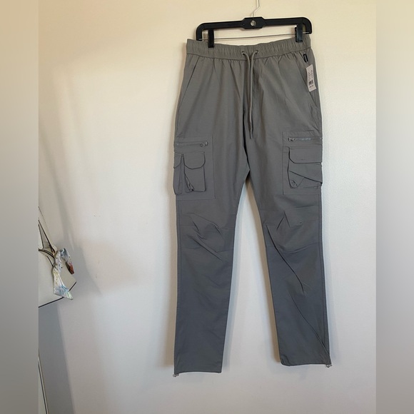 Pacsun Gray Cargo Jogger Pants Small w/elastic waist band multiple pockets NWT - Picture 1 of 13